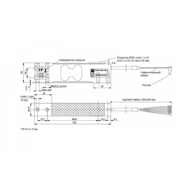 Платформенный датчик веса HBM SP4MC3MR до 100 кг 008687 фото