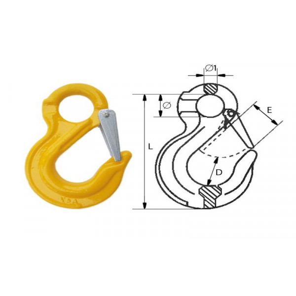 Крюк с проушиной и защелкой типа G80, 10-8 (3.15т)